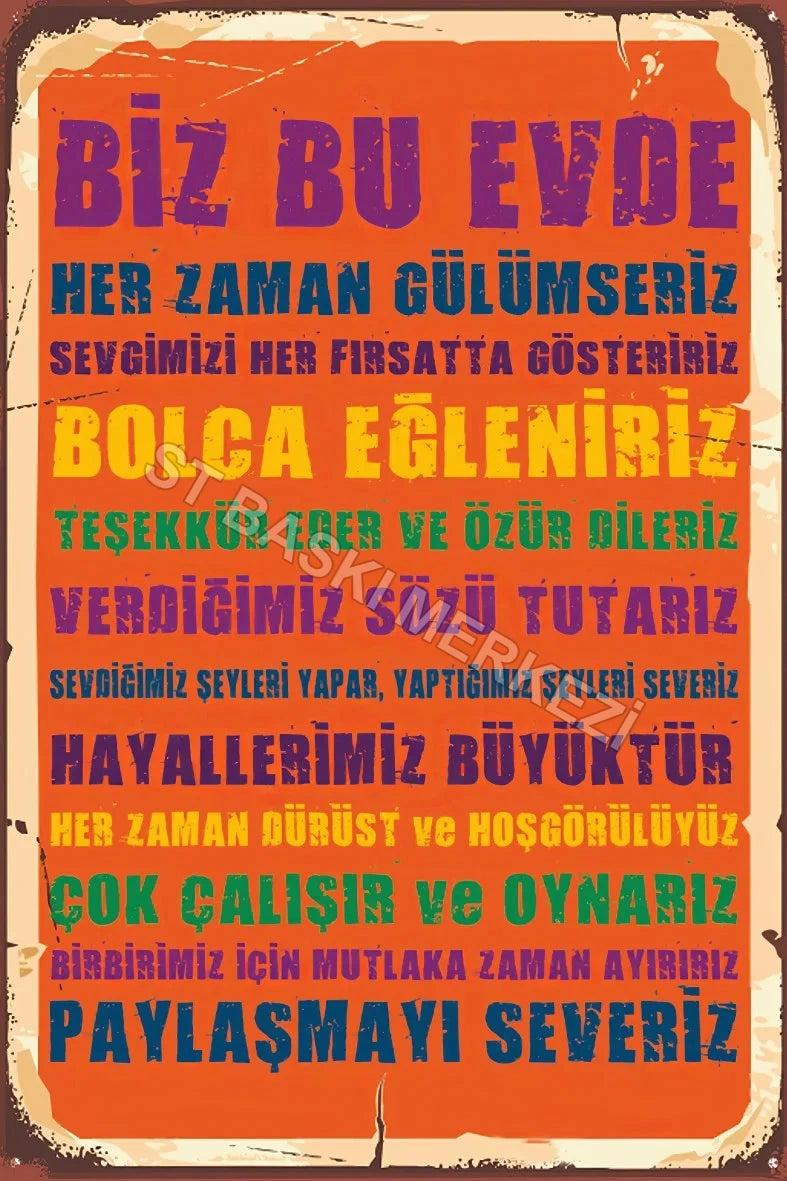 Aile Kuralları Retro Ahşap Poster No:589