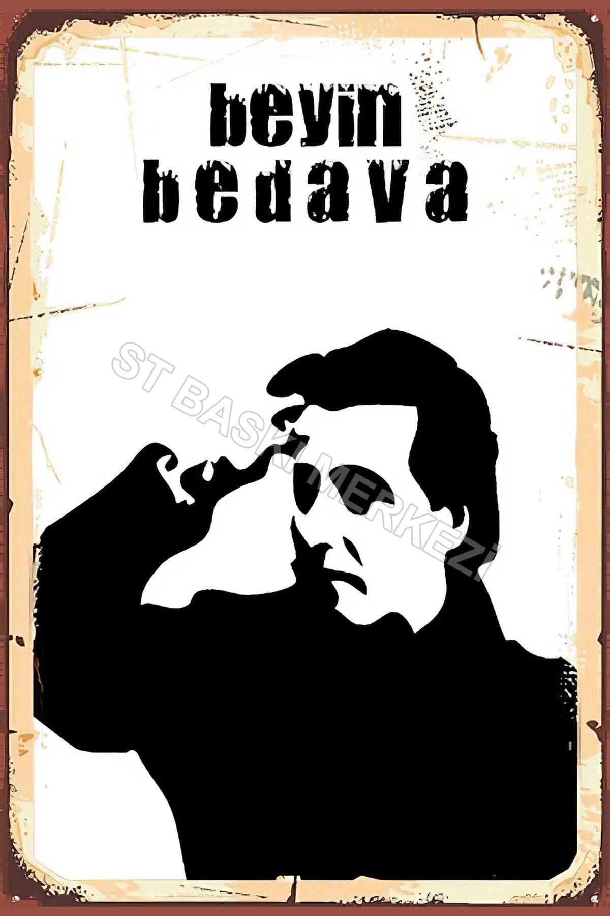 Beyin Bedava Retro Ahşap Poster No: 5