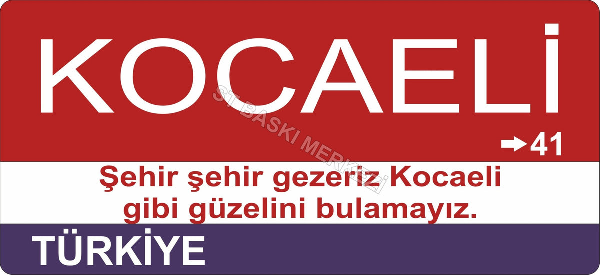 Kocaeli Sokak Tabelası Ahşap Poster 11x24cm