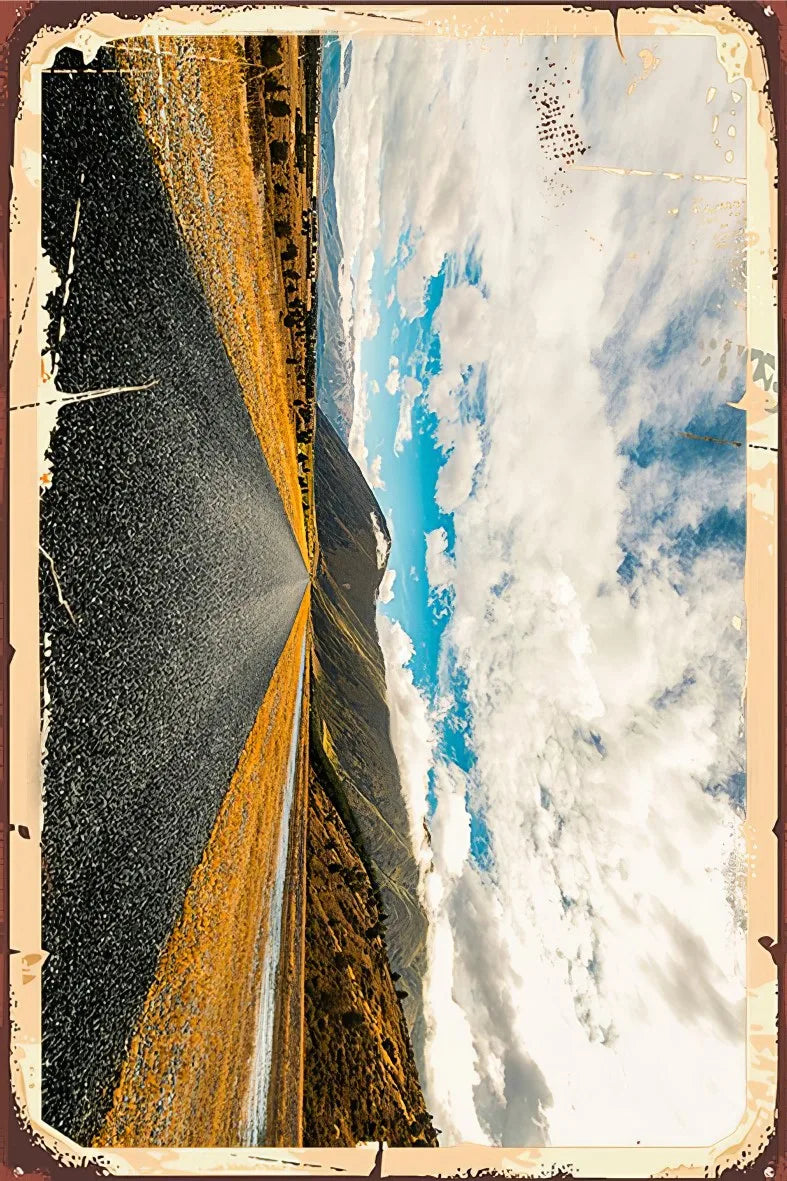 Yol Temalı Retro Ahşap Poster No:459