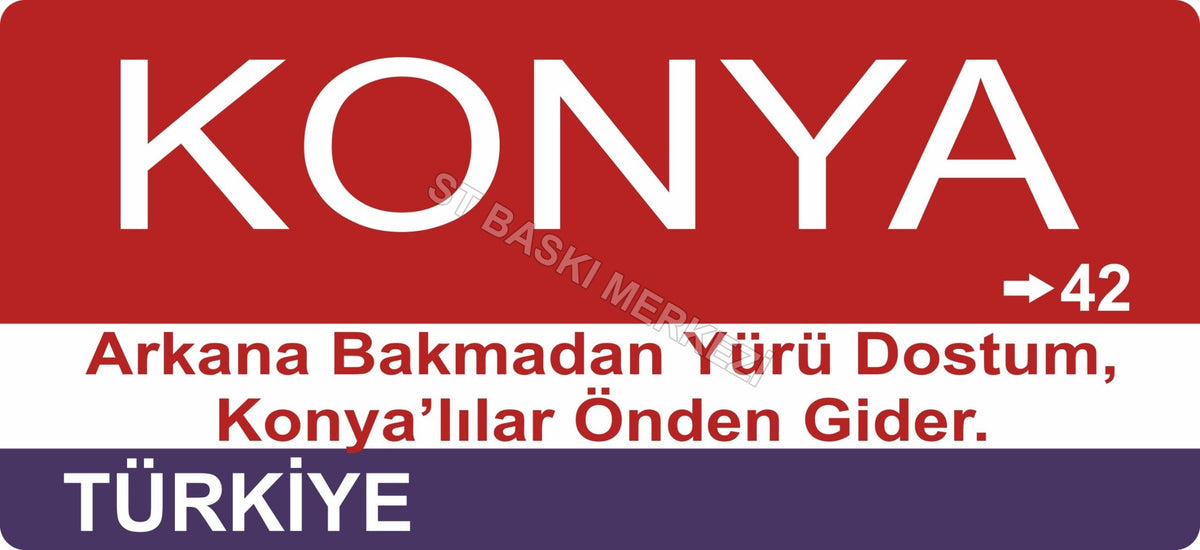 Konya Sokak Tabelası Ahşap Poster 11x24cm