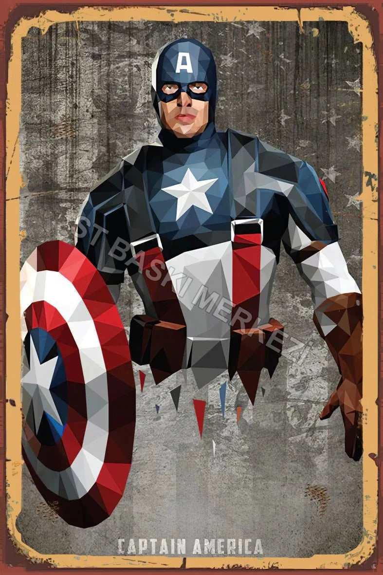 Kaptan Amerika Retro Ahşap Poster No:821