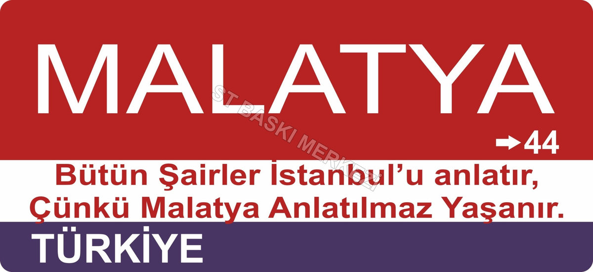 Malatya Sokak Tabelası Ahşap Poster 11x24cm