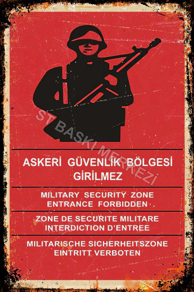 Askeri Bölge Retro Ahşap Poster No:275