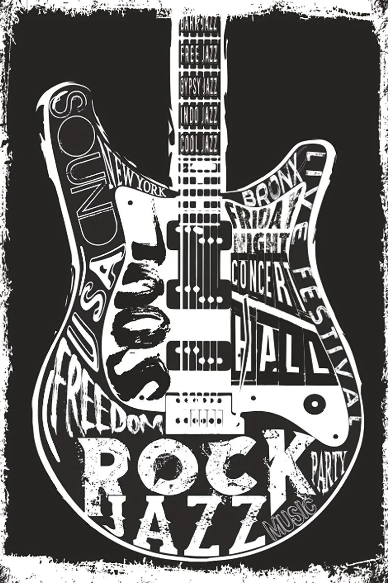 Rock Retro Ahşap Poster No:606