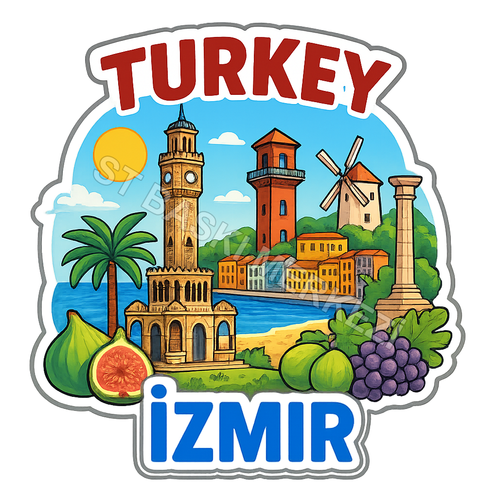 İzmir Ahşap Magnet – Toptan UV Baskılı Retro Hediyelik Magnet