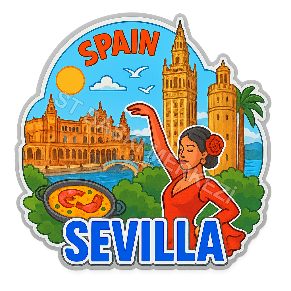 Sevilla Ahşap Magnet – Toptan UV Baskılı Retro Hediyelik Magnet ST Baskı Merkezi