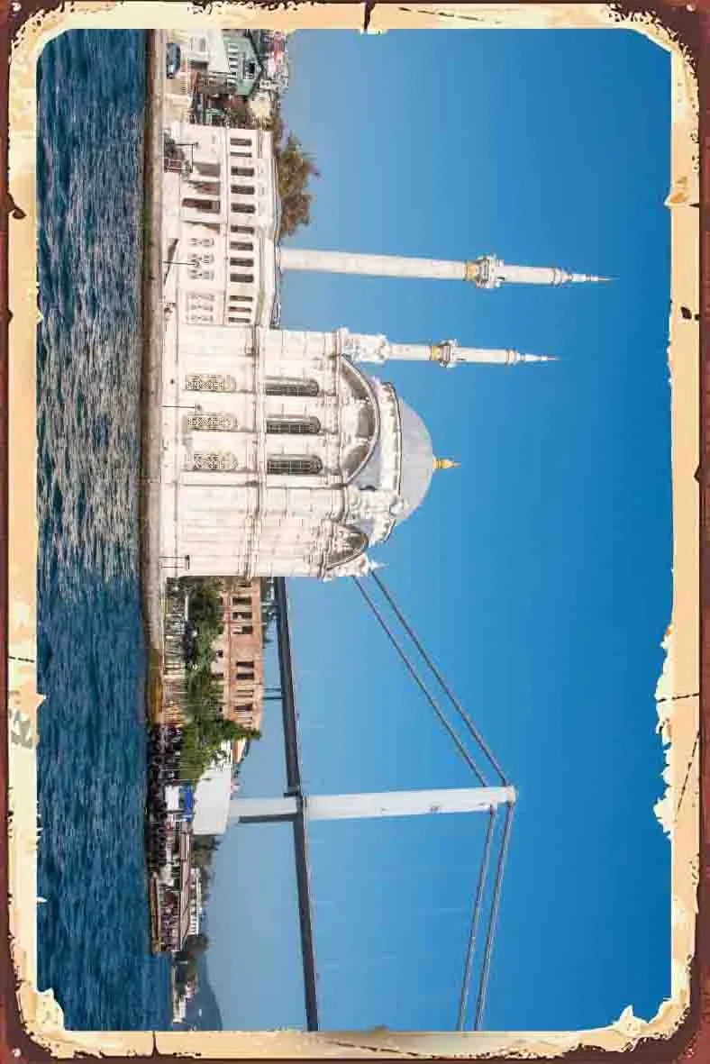 İstanbul Temalı Retro Ahşap Poster No:1094