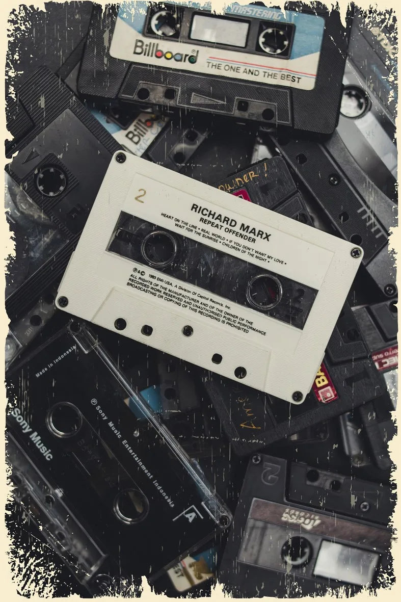 Müzik Kaseti Ahşap Poster No:548