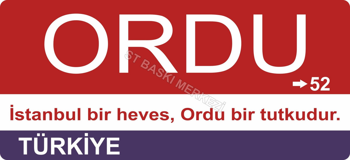 Ordu Sokak Tabelası Ahşap Poster 11x24cm