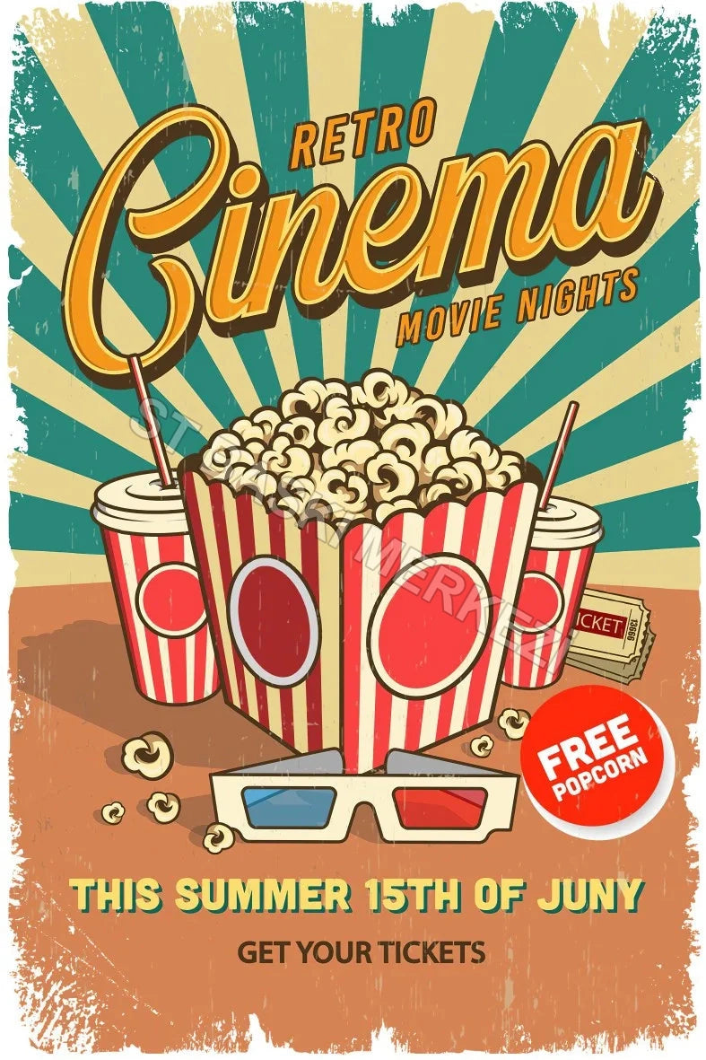 Retro Cinema Retro Ahşap Poster No:570