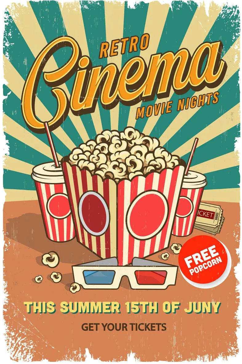 Retro Cinema Retro Ahşap Poster No:570