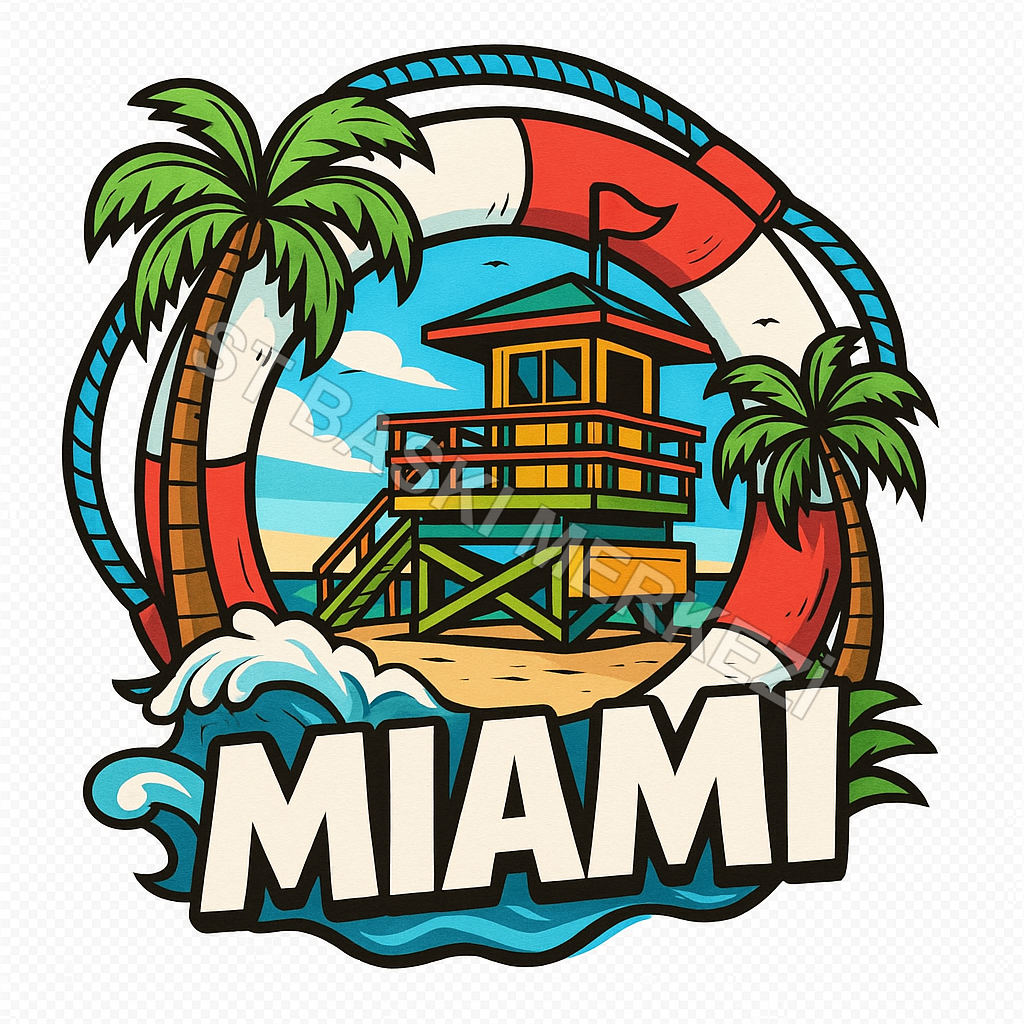 Miami Ahşap Magnet – Toptan UV Baskılı Retro Hediyelik Magnet