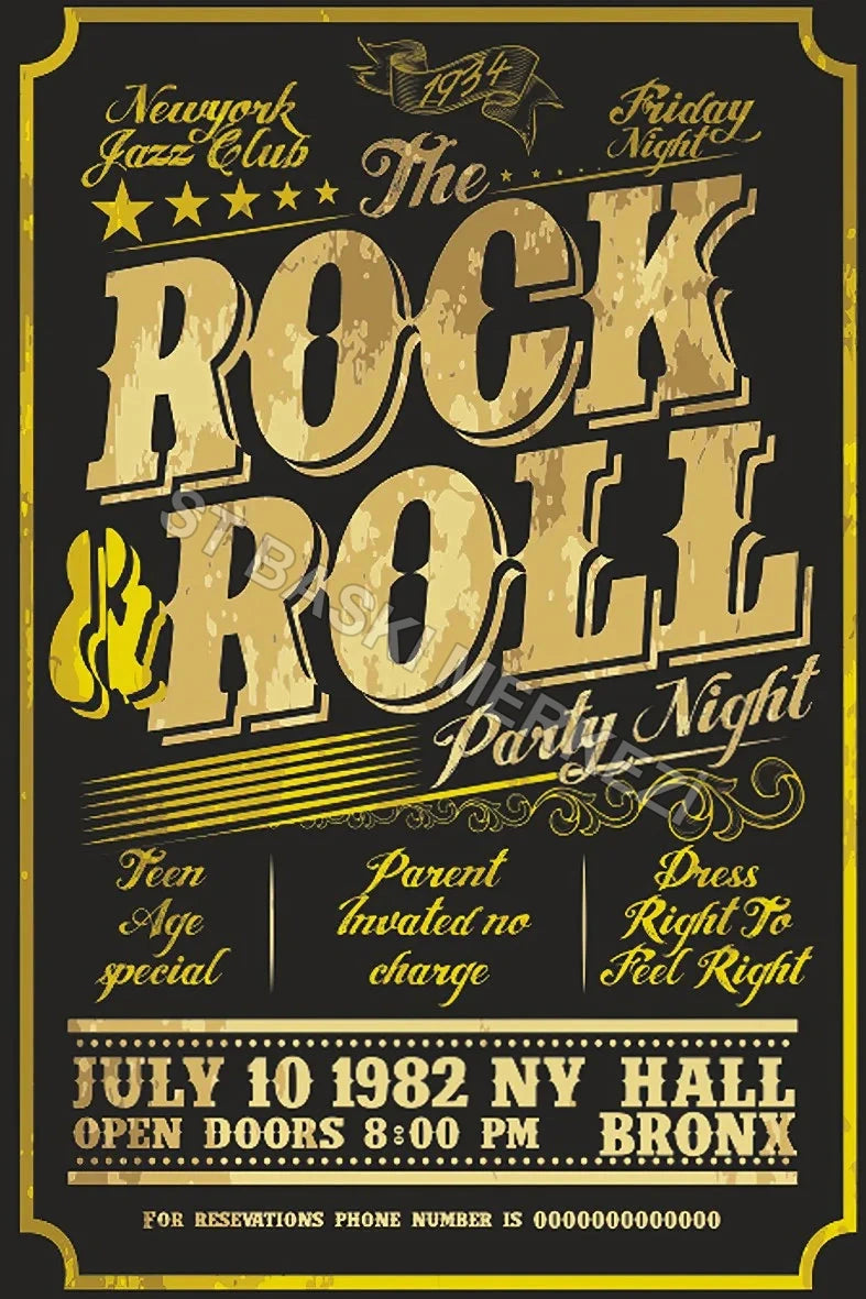 Rock and Roll Retro Ahşap Poster No:613