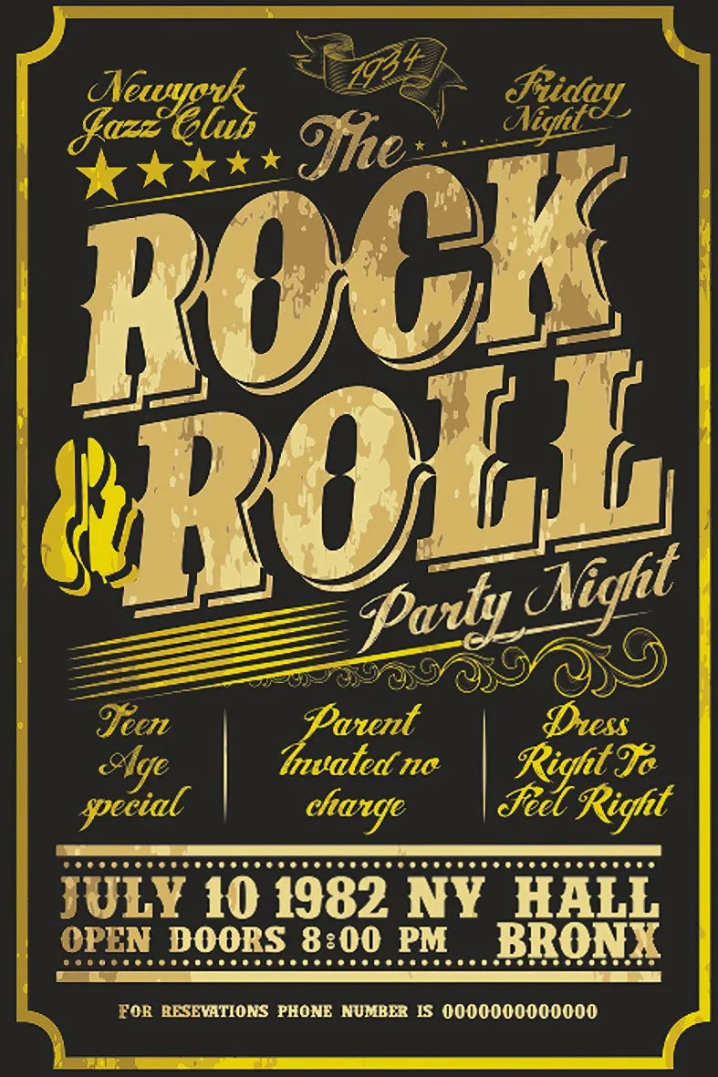 Rock and Roll Retro Ahşap Poster No:613