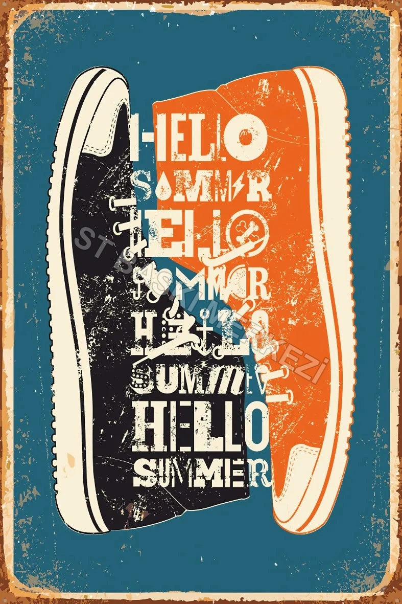 Hello Summer Retro Ahşap Poster No:653
