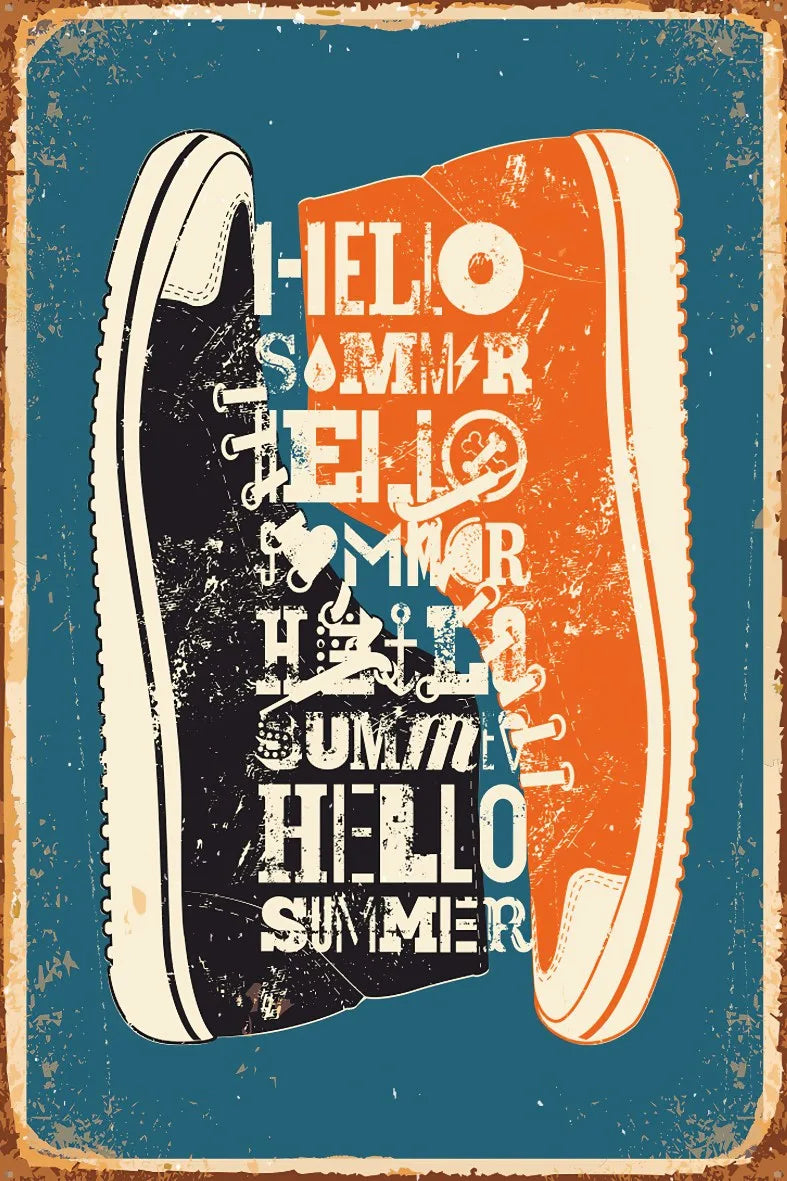 Hello Summer Retro Ahşap Poster No:653