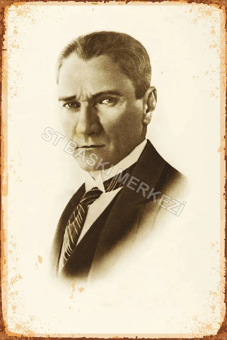 Atatürk Retro Ahşap Poster No:605