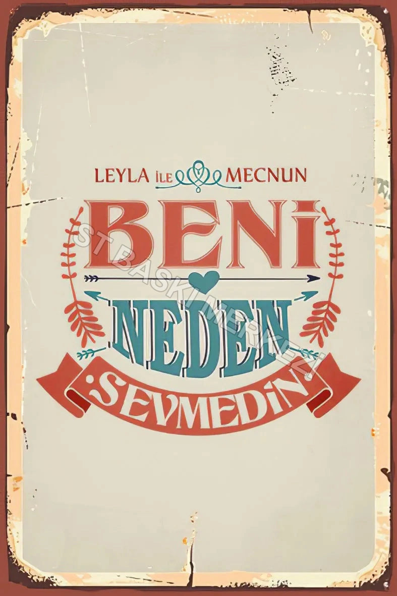 Leyla ile Mecnun Retro Ahşap Poster No:81