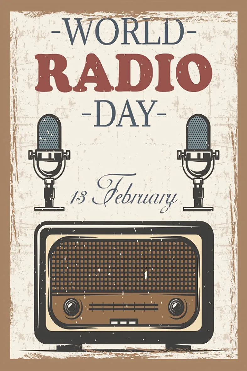 World Radio Day Retro Ahşap Poster No:595