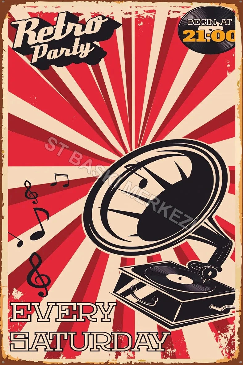 Retro Party Retro Ahşap Poster No:596