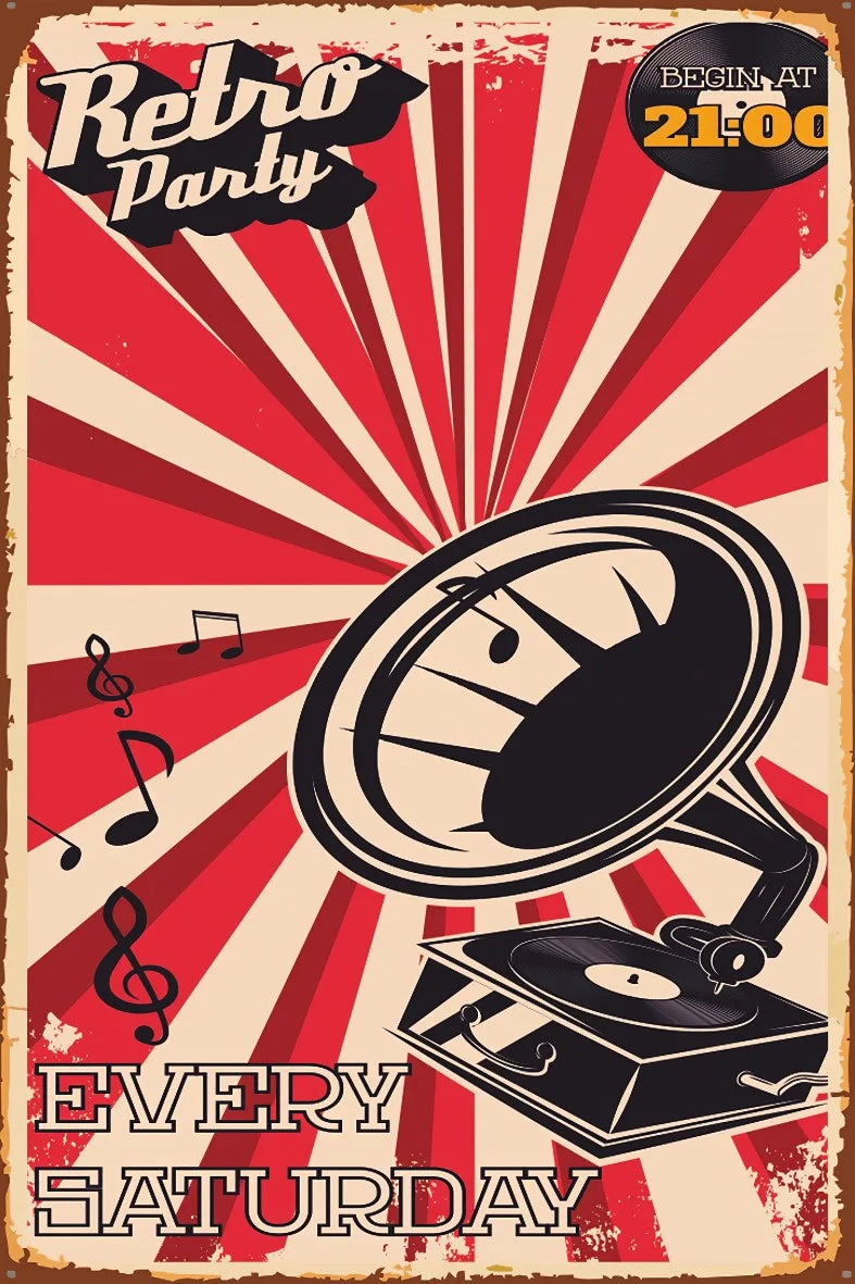 Retro Party Retro Ahşap Poster No:596