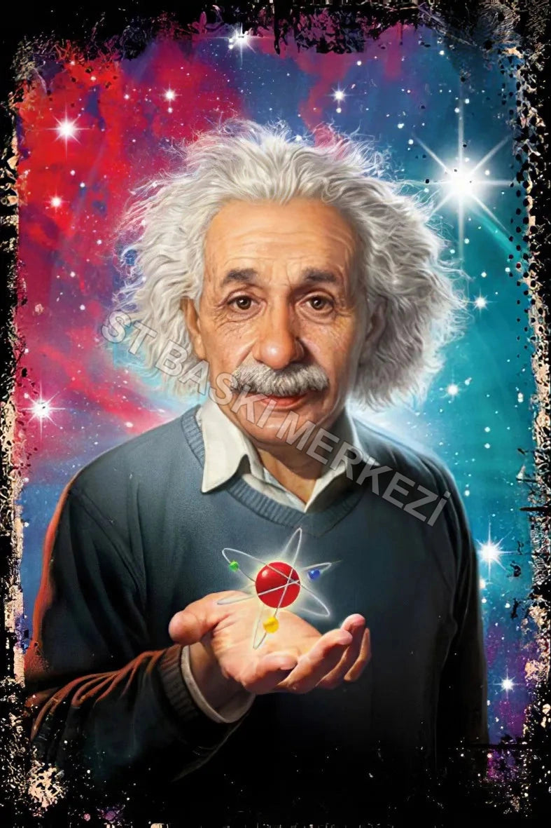 Einstein Retro Ahşap Poster No:221