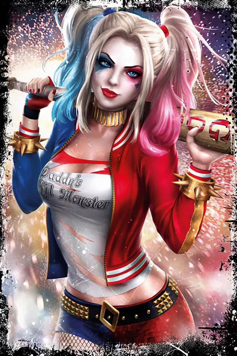 Harley Quinn Retro Ahşap Poster No:273