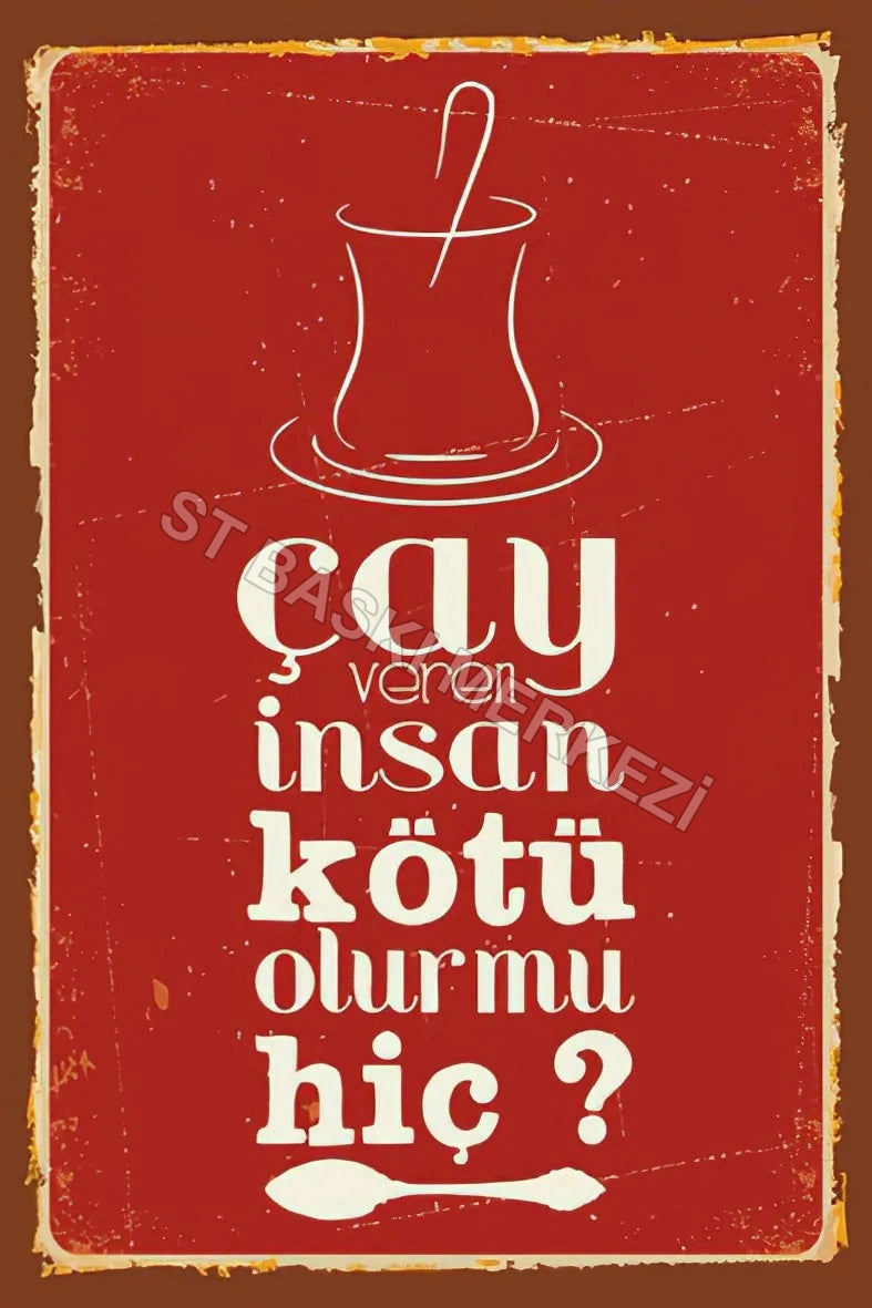 Çay Temalı Retro Ahşap Poster No:60