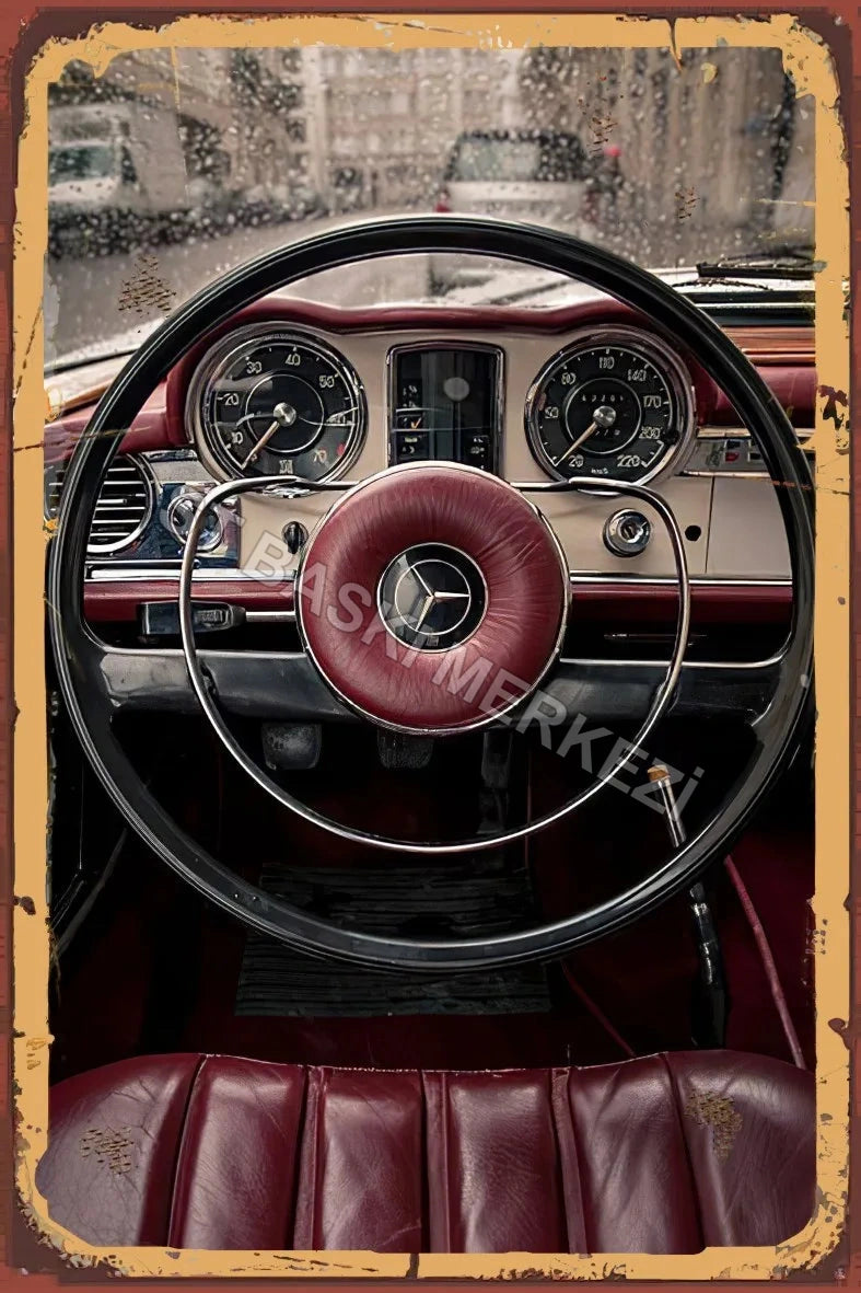 Klasik Araç Retro Ahşap Poster No:975