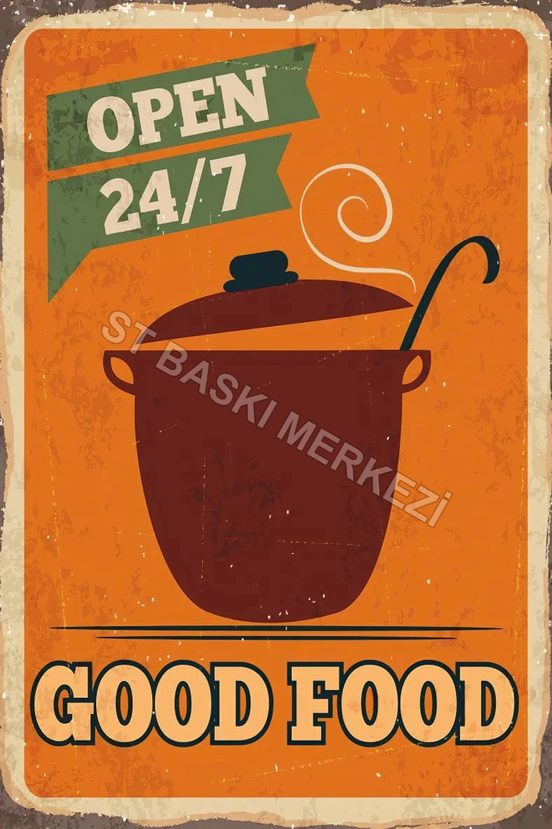 Good Food Temalı Retro Ahşap Poster No:621