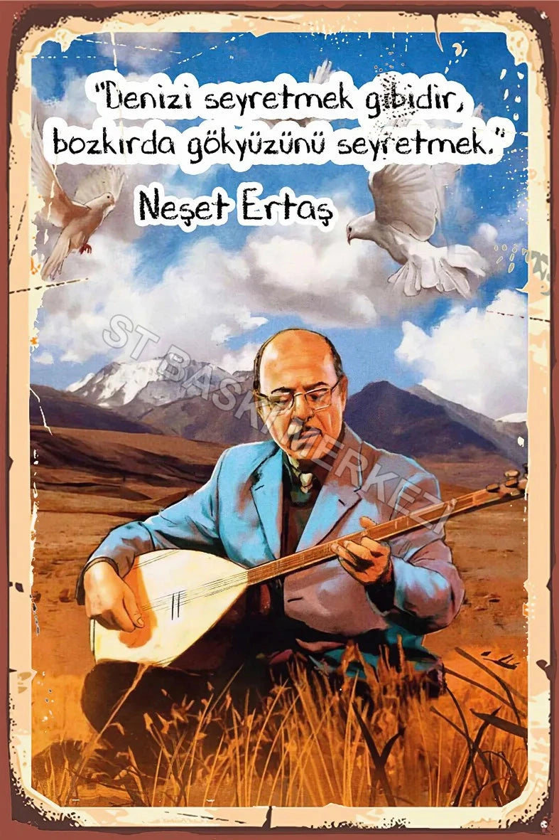 Neşet Ertaş Retro Ahşap Poster No:473