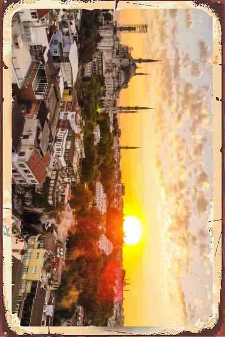 İstanbul Temalı Retro Ahşap Poster No:1093