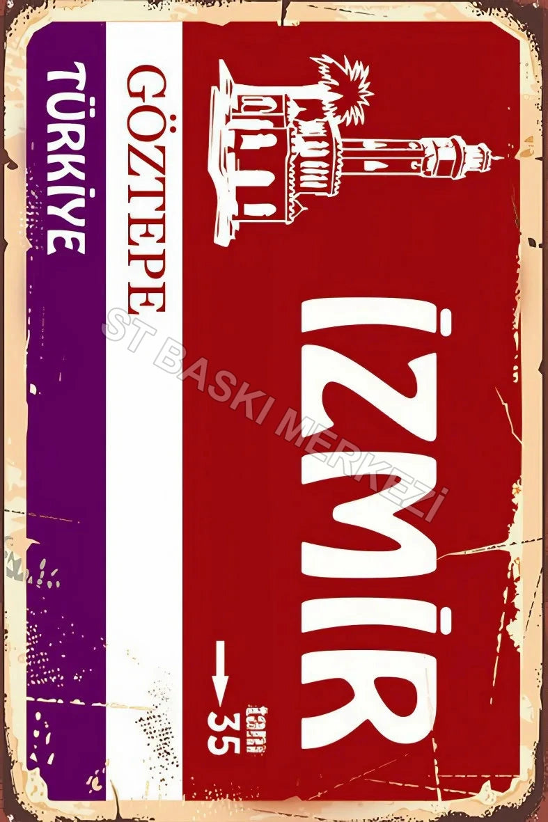 İzmir  Retro Ahşap Poster No:329