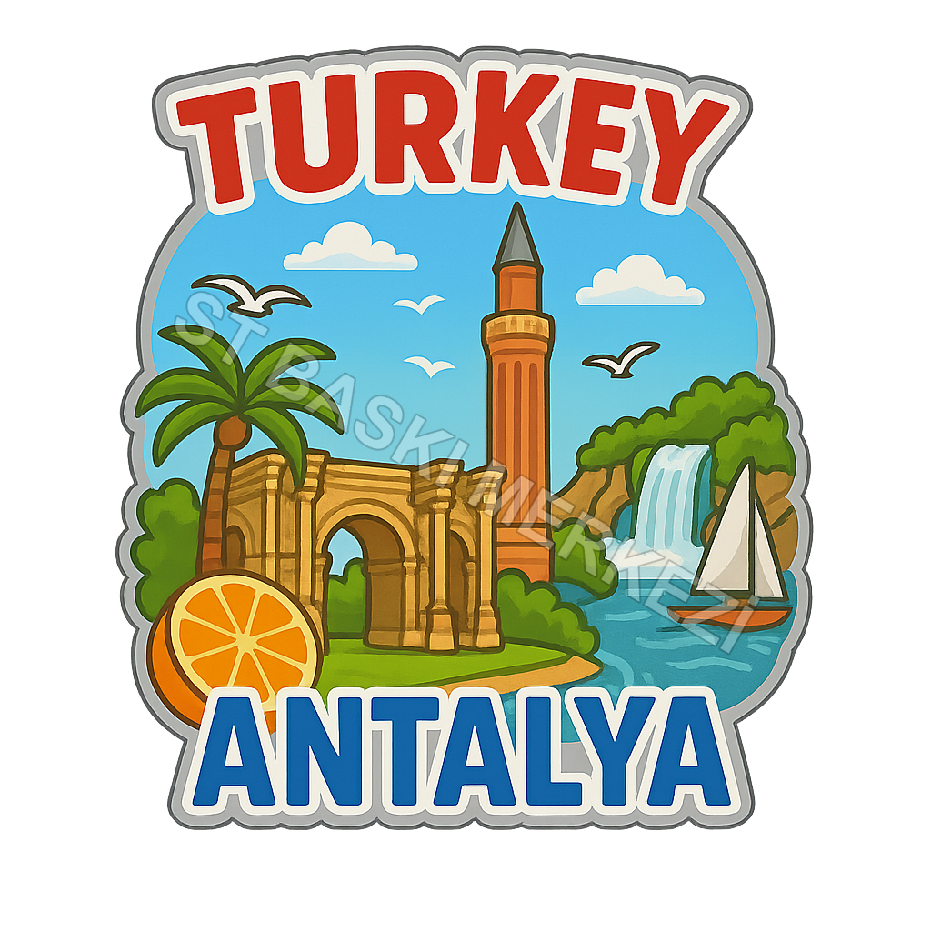 Antalya Ahşap Magnet – Toptan UV Baskılı Retro Hediyelik Magnet