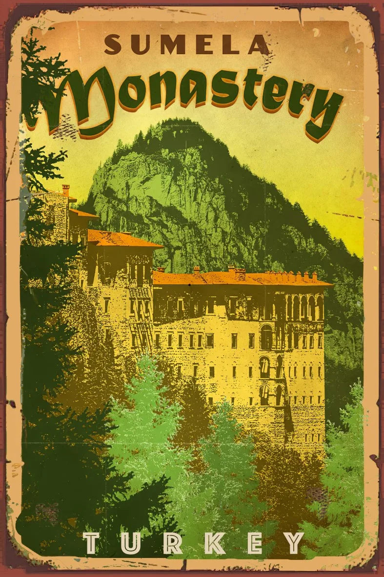 Sümela Manastırı Retro Ahşap Poster No:731