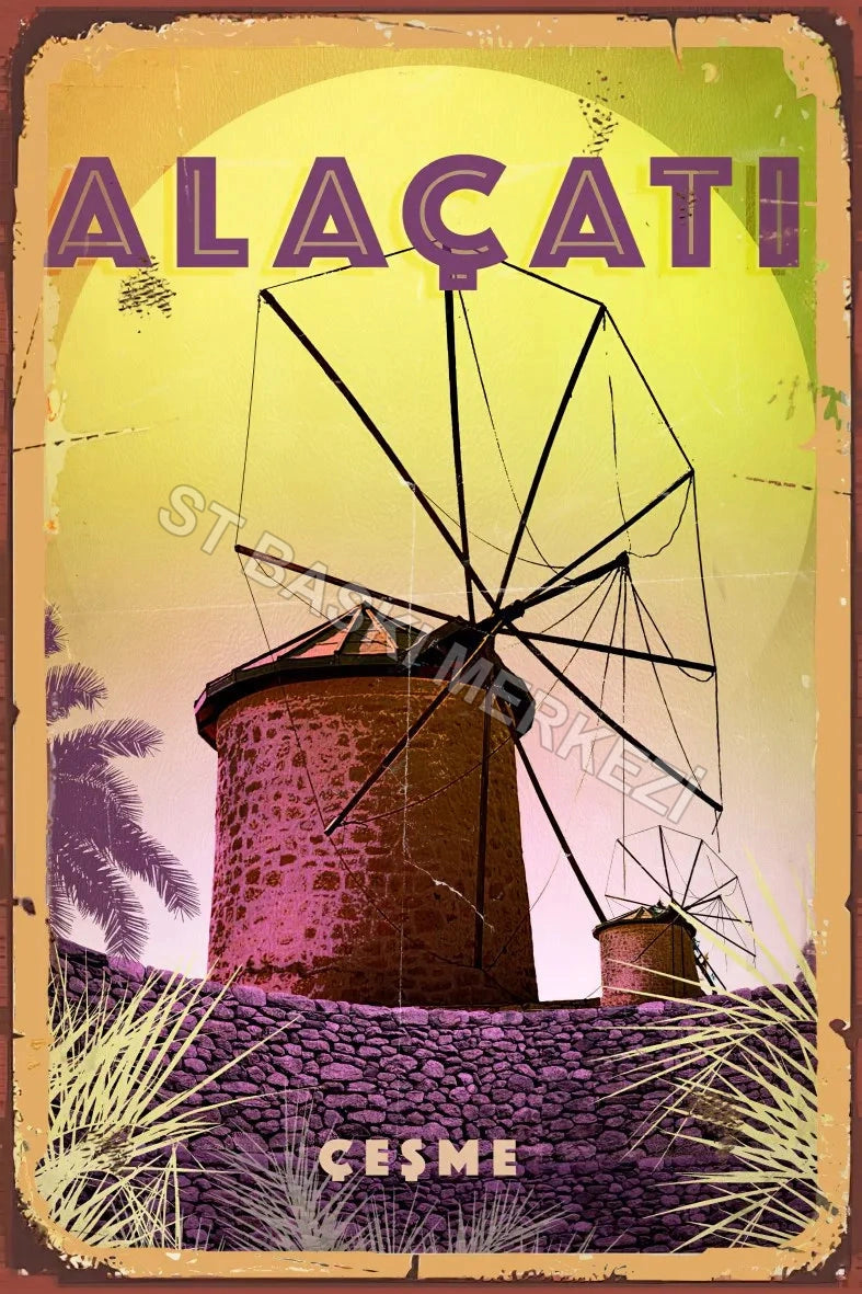 İzmir Alaçatı Retro Ahşap Poster No:718