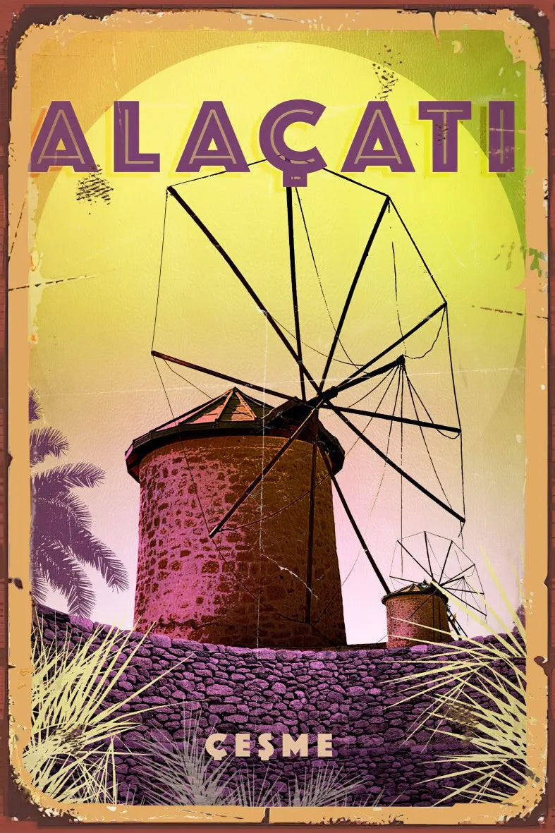 İzmir Alaçatı Retro Ahşap Poster No:718