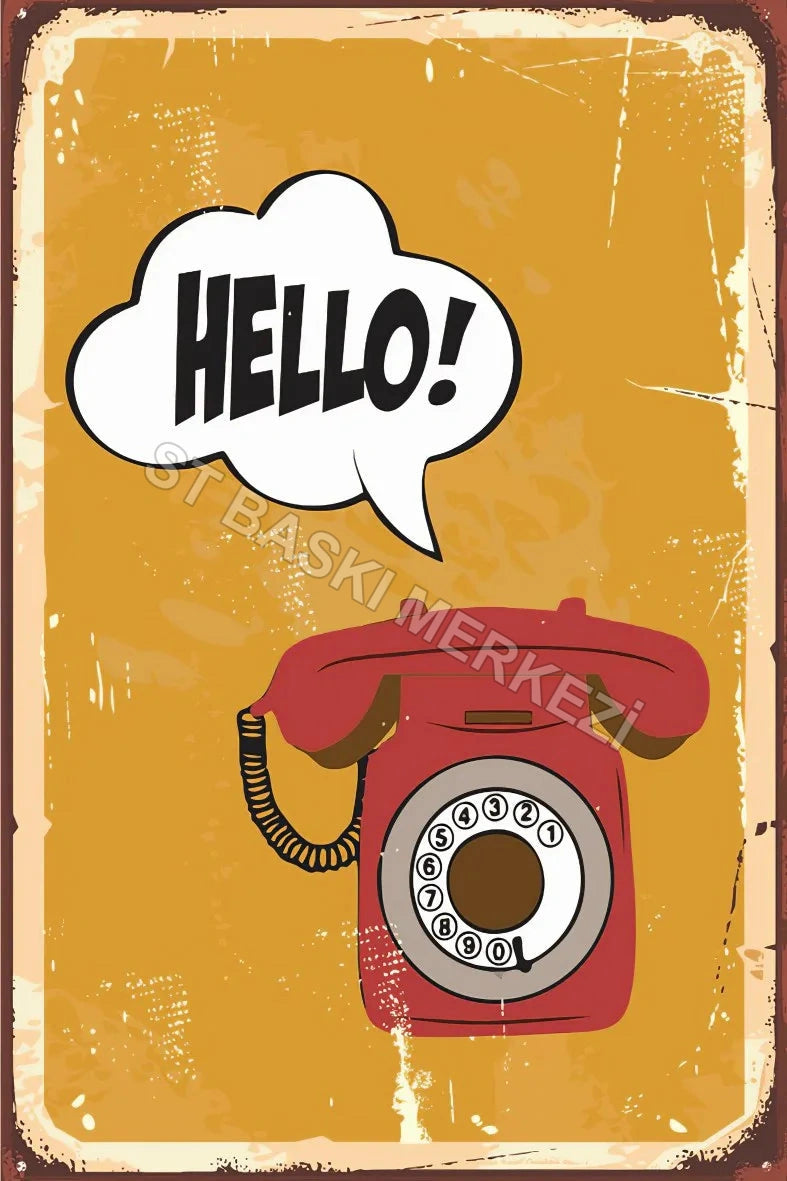 Hello Retro Ahşap Poster No:450