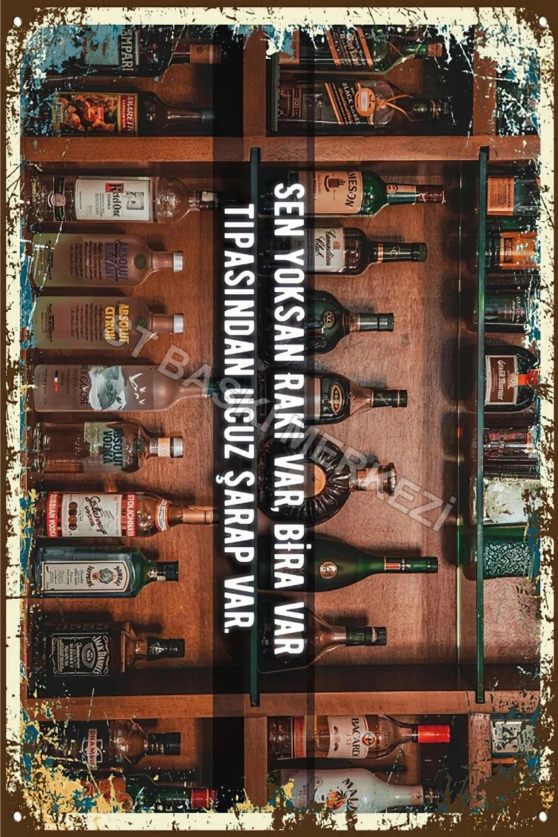 Alkol Temalı Retro Ahşap Poster No:444