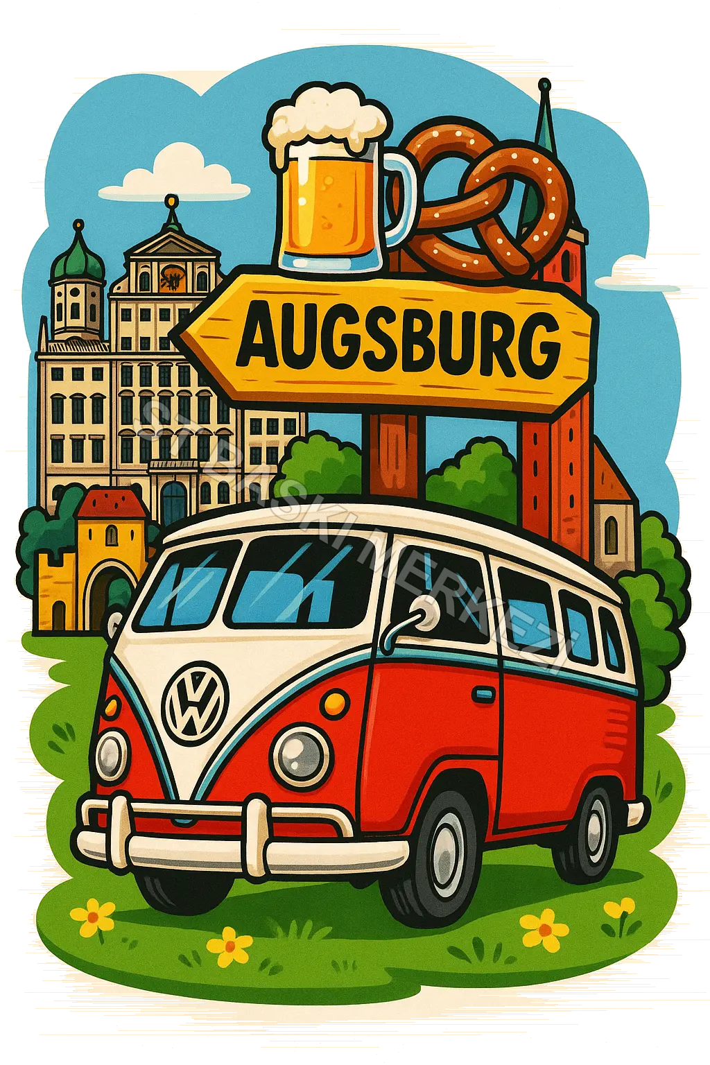 Ausburg Ahşap Magnet – Toptan UV Baskılı Retro Hediyelik Magnet