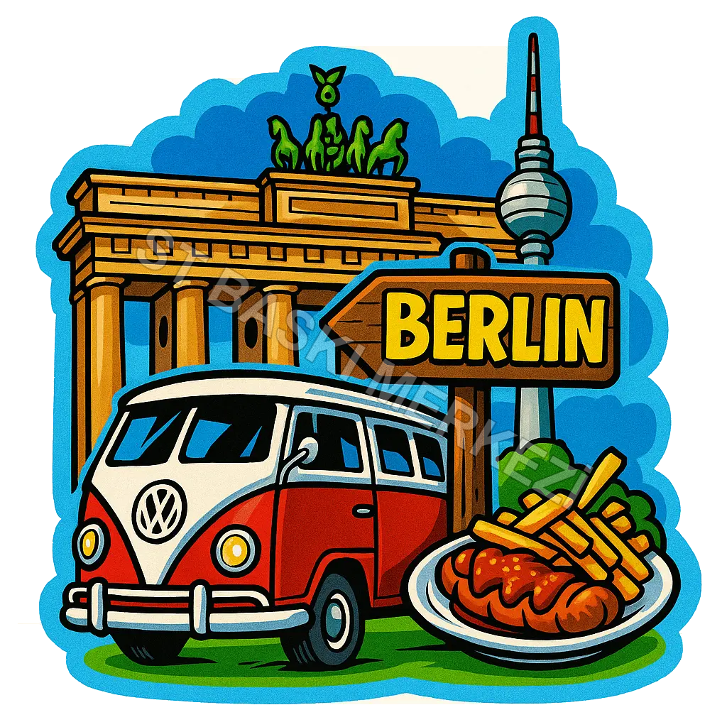 Berlin Ahşap Magnet – Toptan UV Baskılı Retro Hediyelik Magnet