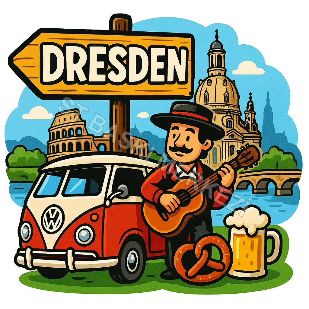Dresden Ahşap Magnet – Toptan UV Baskılı Retro Hediyelik Magnet