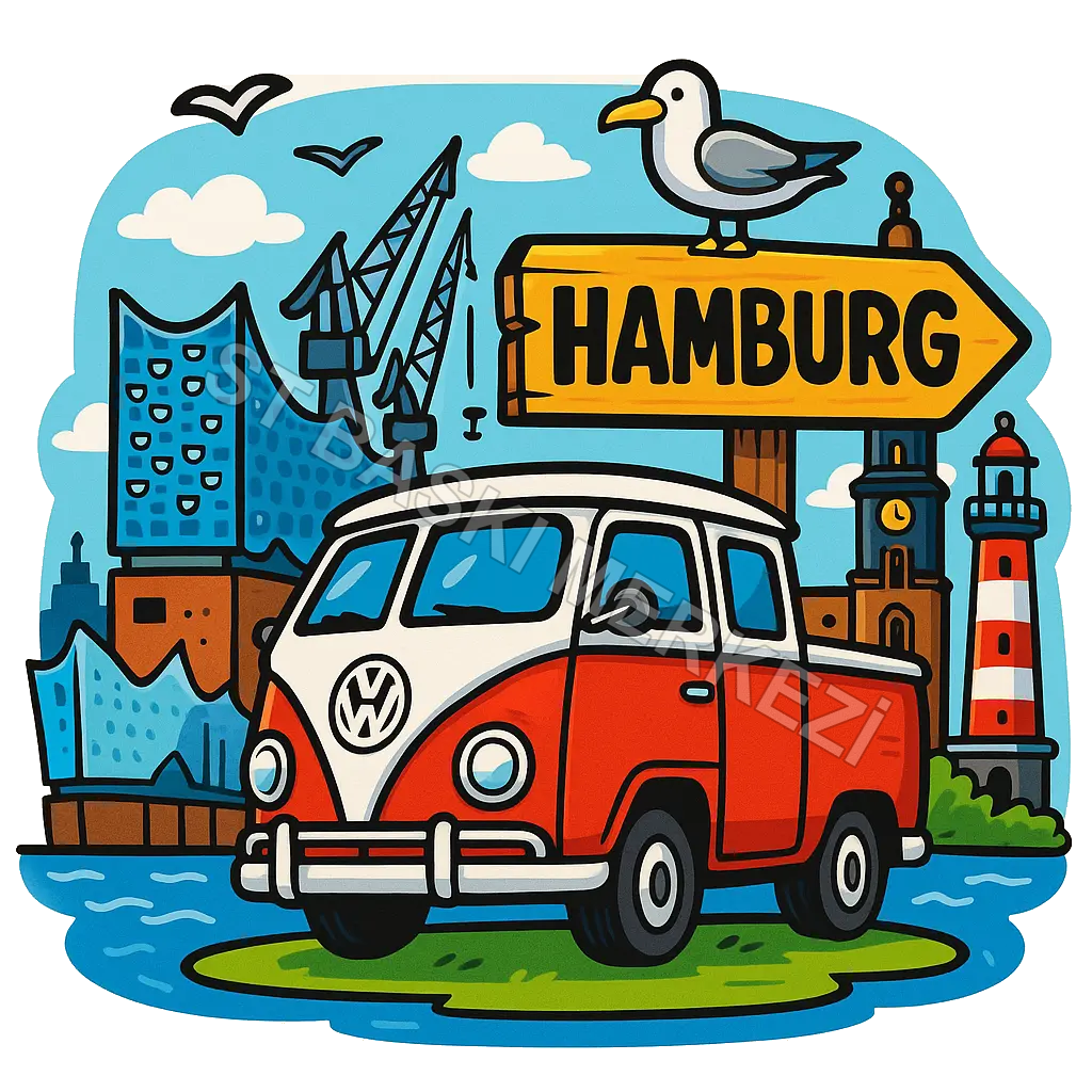 Hamburg  Ahşap Magnet – Toptan UV Baskılı Retro Hediyelik Magnet