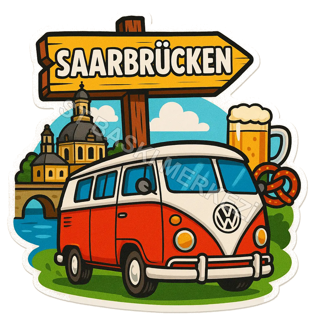 Saarbrücken Ahşap Magnet – Toptan UV Baskılı Retro Hediyelik Magnet