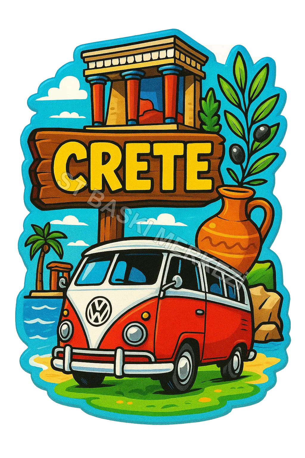 Crete Ahşap Magnet – Toptan UV Baskılı Retro Hediyelik Magnet