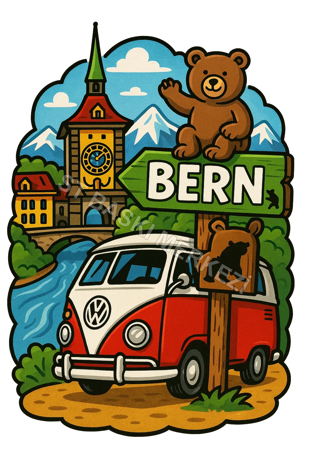 Bern Ahşap Magnet – Toptan UV Baskılı Retro Hediyelik Magnet