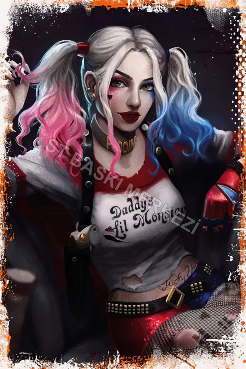 Harley Quinn Retro Ahşap Poster No:277
