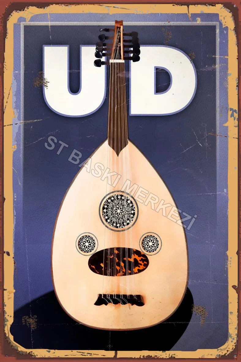 Ud Çalgı Retro Ahşap Poster No:723