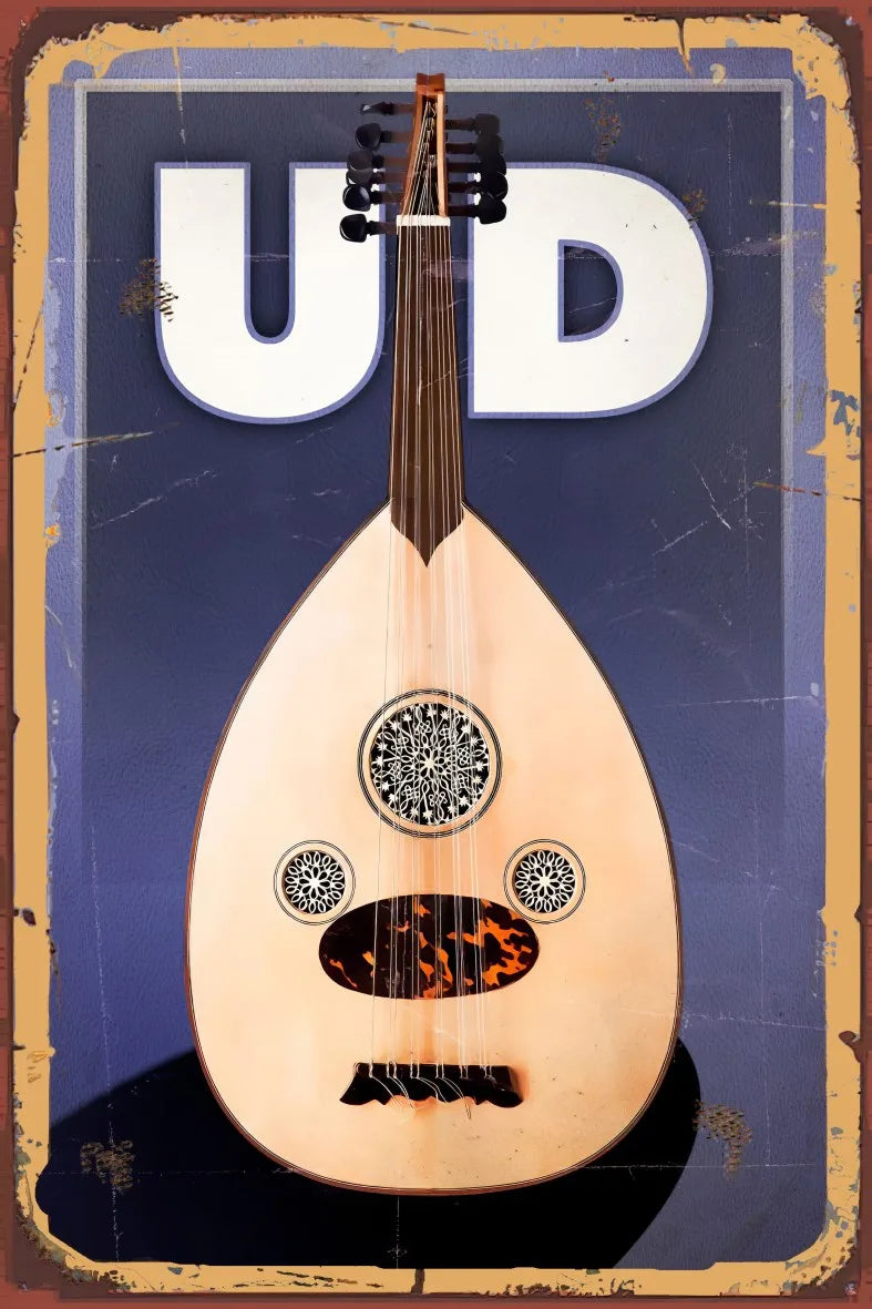 Ud Çalgı Retro Ahşap Poster No:723